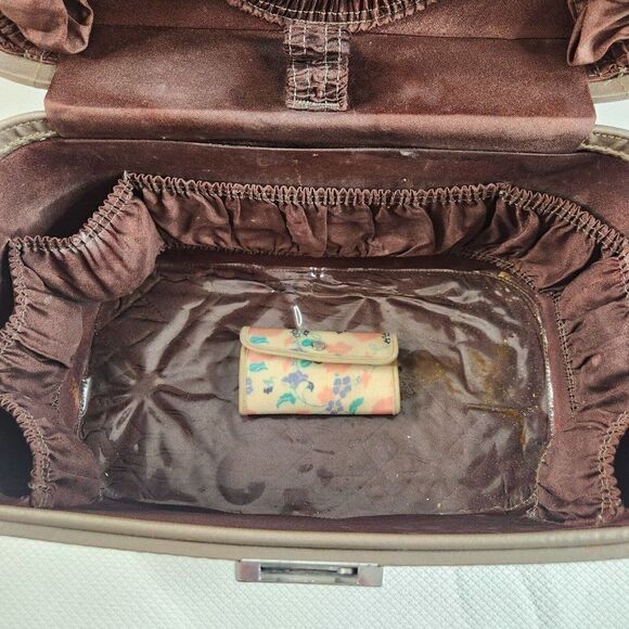 Vintage 50s 60s SKYWAY Luggage Train Cosmetic Case Mid Century Pinup Glam Travel - Picture 9 of 13